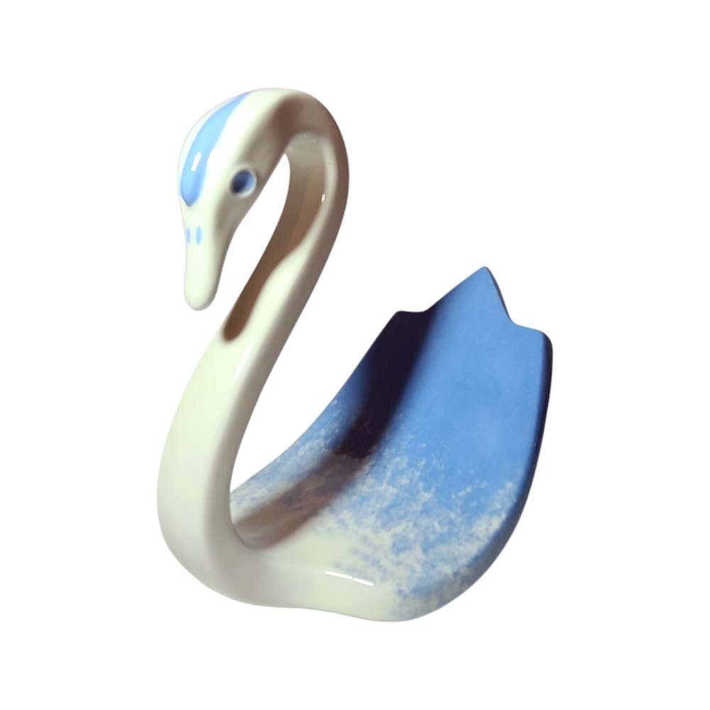 Vintage 1970s Art Deco White Porcelain Swan Towel Tray or Soap Dish